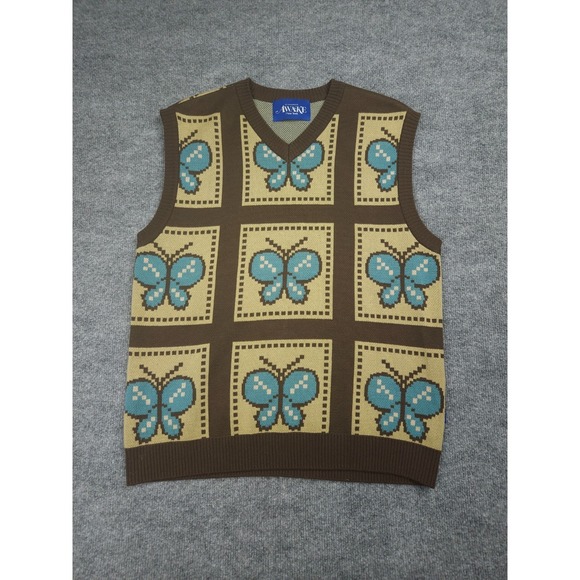 Awake NY Other - AWAKE NY Sweater Vest Adult Medium Knit Butterfly AOP Unisex Cotton Blend
